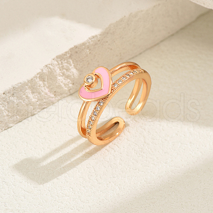 Fashionable Cute Brass Cubic Zirconia Cuff Rings XX5517-1