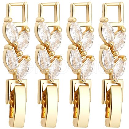 SUNNYCLUE 10Pcs Rack Plating Brass Clear Cubic Zirconia Watch Band Clasps KK-SC0003-11G-1
