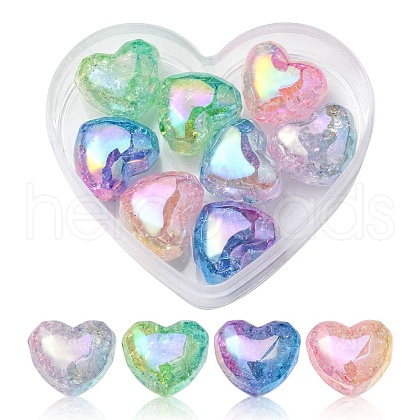 8Pcs 4 Colors Transparent Crackle Acrylic Beads OACR-YW0001-33-1
