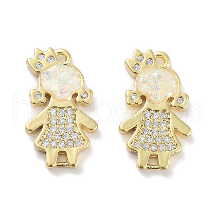 Brass Micro Pave Clear Cubic Zirconia Pendants KK-L213-043G-02-1