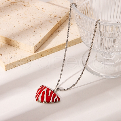 Stainless Steel Enamel Zebra Print Pendant Necklaces PV1429-4-1