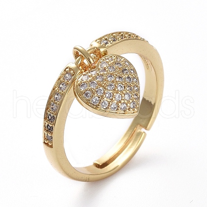 Adjustable Brass Micro Pave Cubic Zirconia Finger Rings X-RJEW-G096-20G-1