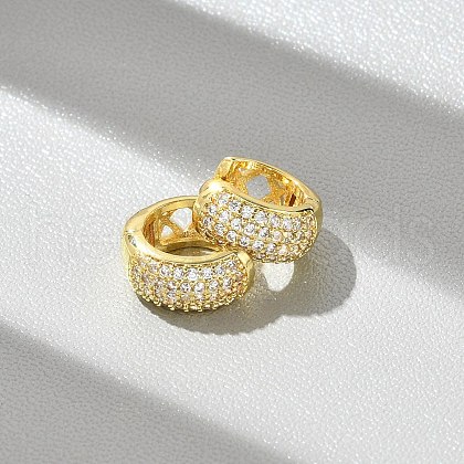 Brass Micro Pave Cubic Zirconia Hoop Earrings EJEW-D311-078G-1