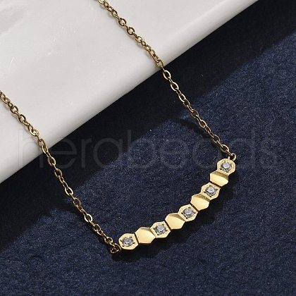 304 Stainless Steel Hexagon Pendant Necklaces NJEW-V001-14G-1