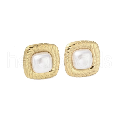316 Surgical Stainless Steel & CCB Imitation Pearl Stud Earrings for Women STAS-B063-03G-03-1