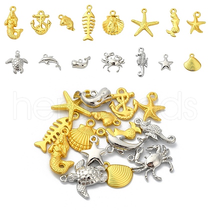 15Pcs 15 Styles Ocean Theme Alloy Pendants FIND-YW0005-11-1