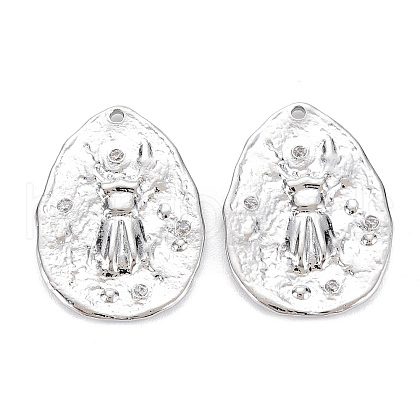 Brass Micro Pave Clear Cubic Zirconia Pendants KK-S356-538P-NF-1
