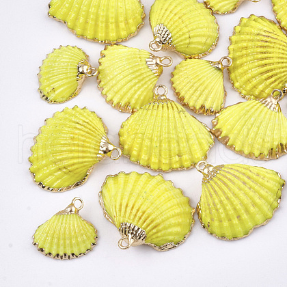 Spray Paint & Electroplate Sea Shell Pendants SSHEL-S262-08I-1