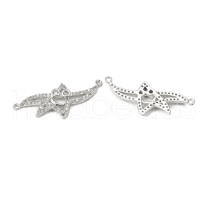 Brass Pave Clear Cubic Zirconia Connector Charms KK-E068-VB381-1