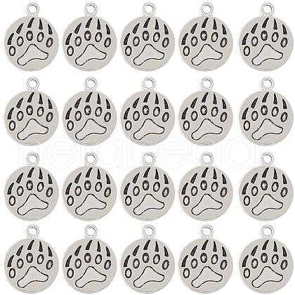 SUNNYCLUE 80Pcs Dog Paw Print Tibetan Style Alloy Pendant Enamel Settings TIBEP-SC0002-72-1