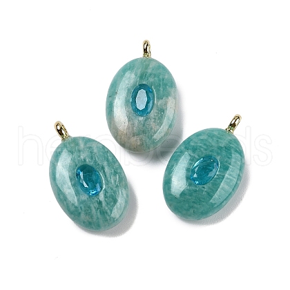 Natural Amazonite & Cubic Zirconia Pendants G-Z076-01G-03-1