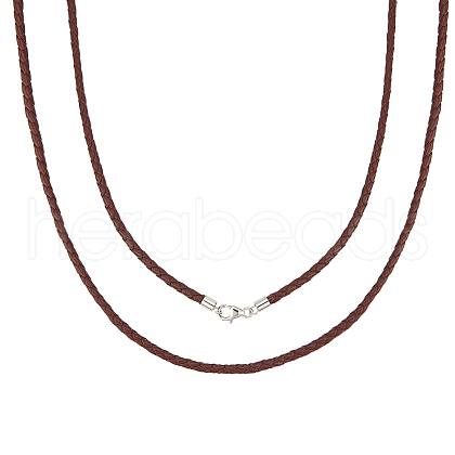 Beebeecraft 2Pcs Braided Round Leather Cord Necklace Making NJEW-BBC0001-19B-02-1