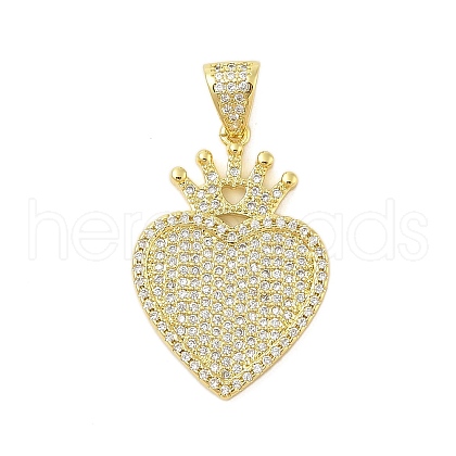 Heart Rack Plating Brass Micro Pave Cubic Zirconia Pendants KK-Z074-56G-1