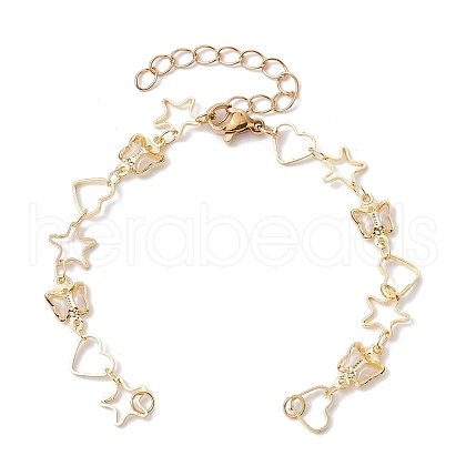 Handmade Butterfly Starfish Heart Brass Link Chain Bracelet Making AJEW-JB01150-19-1