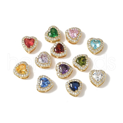Brass Micro Pave Cubic Zirconia Beads KK-I276-46G-1