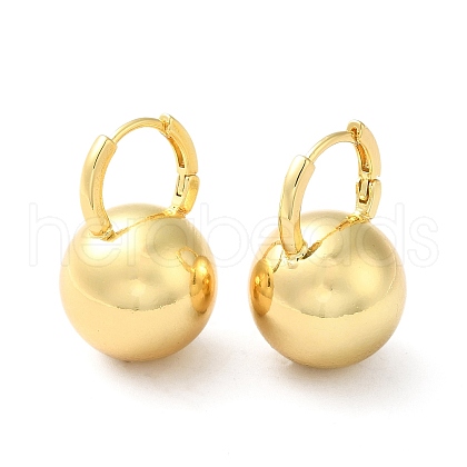 Brass Round Ball Hoop Earrings for Women EJEW-Q024-03G-1