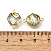 Brass Pave Natural Paua Shell Connector Charms KK-E794-01G-08-3