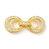 Rack Plating Brass Micro Pave Clear Cubic Zirconia Fold Over Clasps KK-H447-18G-1
