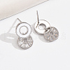 Elegant S925 Sterling Silver Clear Cubic Zirconia Flat Round Dangle Stud Earrings NS7636-2