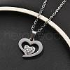 304 Stainless Steel Crystal Rhinestone Heart Pendant Cable Chain Necklaces for Women NJEW-Z056-01D-P-2