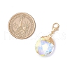 2Pcs Copper Wire Wrapped Flat Round Glass Pendant Decorations HJEW-JM03215-3