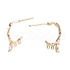 Horse Eye Brass with Clear Cubic Zirconia Stud Earrings Findings KK-G436-03G-2