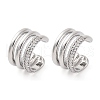 Brass Micro Pave Clear Cubic Zirconia Cuff Earrings EJEW-H158-23P-4