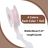 WADORN 4 Rolls 4 Colors 5 Yards Organza Ribbon with Plastic Pearl Beads OCOR-WR0001-46-2
