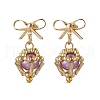 Brass Diamond Dangle Stud Earrings EJEW-MZ00465-03-2