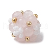 Natural Rose Quartz & Glass Seed Cluster Beads PALLOY-MZ00591-01-4