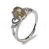 Oval Natural LabradoriteAdjustable Rings RJEW-Q818-01P-08B-2
