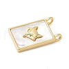 Brass Pave Natural White Shell Pendants KK-S522-02B-G-2