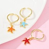 Starfish Brass Enamel Open Cuff Rings for Women RJEW-U057-03G-1