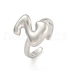 Brass Letter Open Cuff Rings for Women RJEW-G313-01Z-P-1