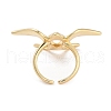 Brass Bird Open Cuff Ring for Women RJEW-C102-05G-3