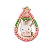 7Pcs 7 Styles Easter Theme Glass Seed Beaded Teardrop with Rabbit Carrot Pendants PALLOY-MZ00580-2