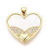 Brass Micro Pave Clear Cubic Zirconia Pendants KK-N268-34G-1
