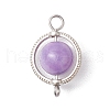 6Pcs 6 Styles Natural Carnelian & Yellow Jade & Dyed White Jade & Green Jade Round Connectror Charms PALLOY-JF02806-3