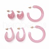 C-shape Resin Stud Earrings Set EJEW-D277-01G-01-1