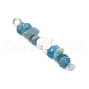 16Pcs 16 Styles Mixed Gemstone Chip Beaded with Brass Heart Connector Charms PALLOY-JF03059-02-5