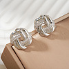 Elegant Brass Clear Cubic Zirconia Twist Stud Earrings OV8101-2-2