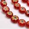 Handmade Millefiori Glass Flat Round Bead Strands LK-P011-02-3