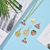 15Pcs 5 Style Light Gold Plated Fruit Theme Alloy Enamel Pendants ENAM-ZZ0001-06-7