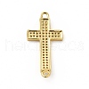 Rack Plating Brass Micro Pave Clear Cubic Zirconia Connector Charms KK-G458-06G-2