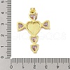 Rack Plating Brass Micro Pave Cubic Zirconia Heart Shape Virgin Mary Cross Pendant KK-S380-44D-G-3