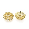 Flower Brass Micro Pave Cubic Zirconia Bead Caps KK-K300-04C-G-2