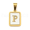 PVD Vacuum Plating 304 Stainless Steel Pave Natural White Shell Pendants STAS-S130-03G-P-1