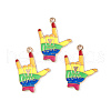 Rainbow Color Pride Alloy Enamel Pendants ENAM-K067-06-3