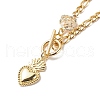 Heart & Rose Brass Pendant Necklace 304 Stainless Steel Chains for Women NJEW-JN04088-1