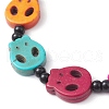 Dyed Synthetic Turquoise Halloween Skull Beaded Stretch Bracelets BJEW-TA00477-3